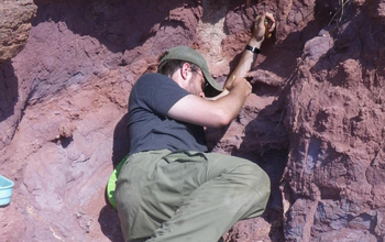 Researcher Eric Gorscak quarrying in the Rukwa Rift Basin in southwestern Tanzania.